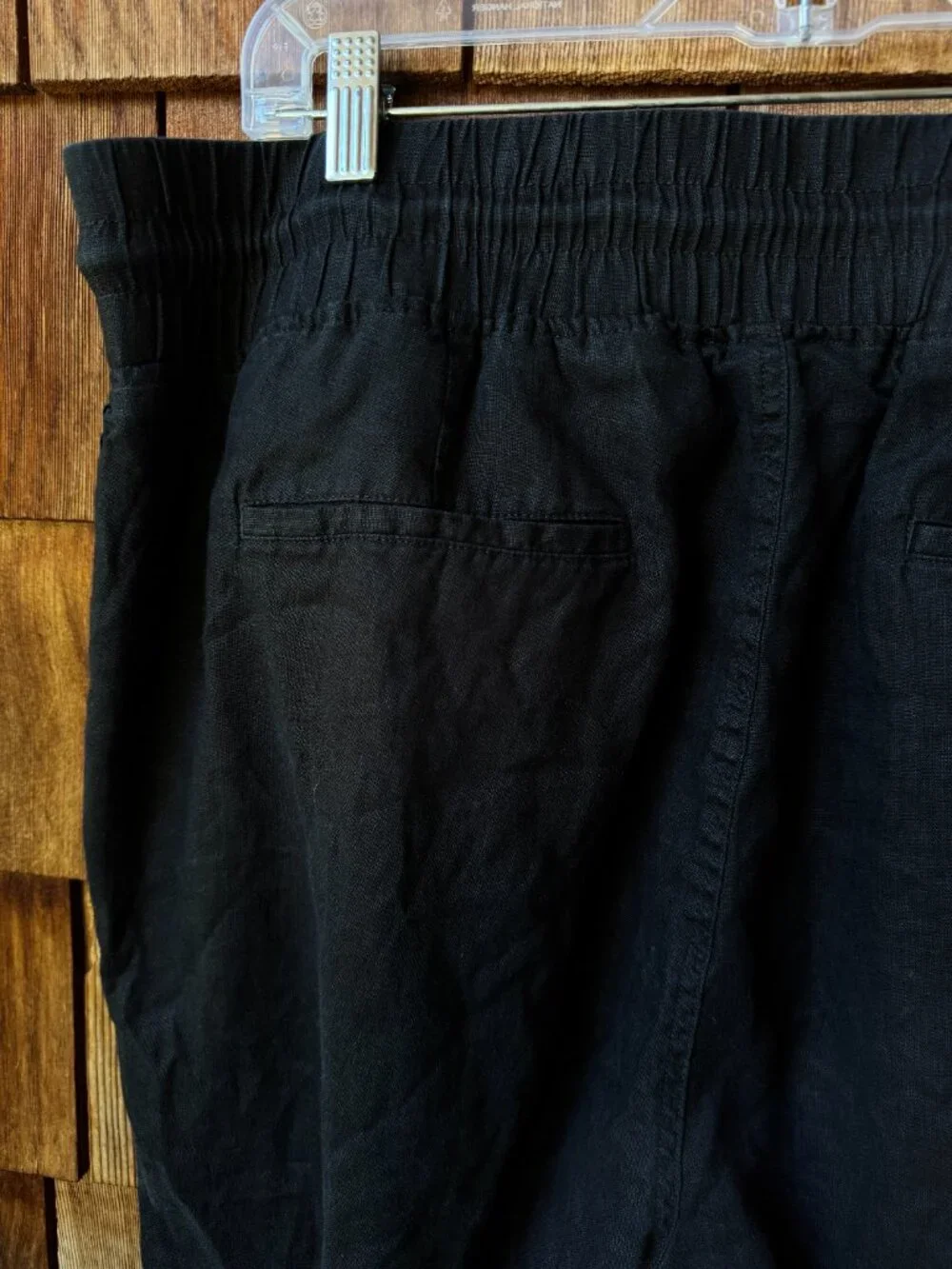 Quince Black Linen Elastic Waist Pants in Women's X-Large